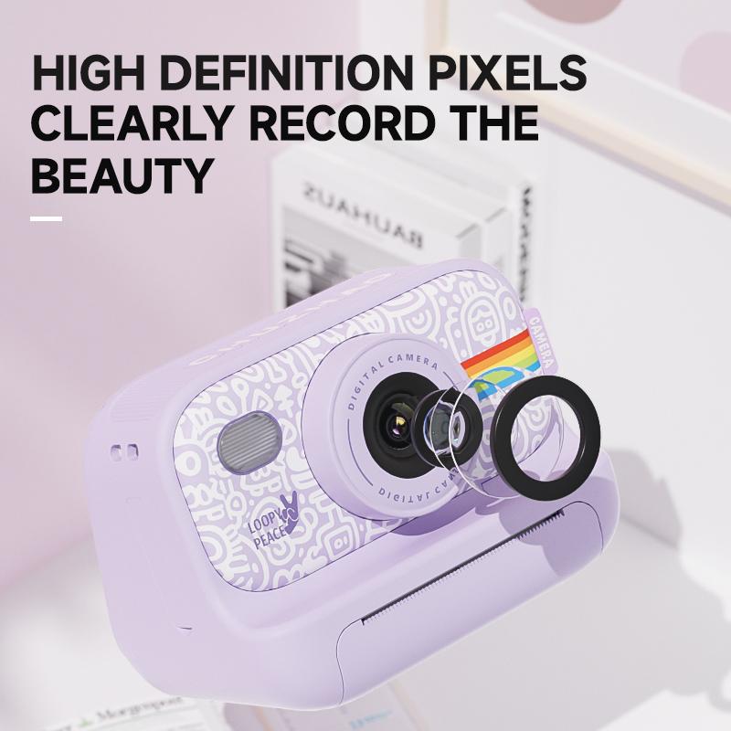 Instant Printing Camera for Kids, 1080p Polaroid Camera, Creative Christmas Birthday Gift for Girls Boys, HD Digital Camera Portable Toy with Printing Paper 8GB Memory Card Charging instant print