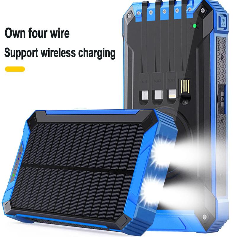 Solar Smartphone Power Bank with LED Light for Music Festival, Wireless Charger with Handsfree Flashlight, Outdoor Lighting USB Charger, Phone Accessories