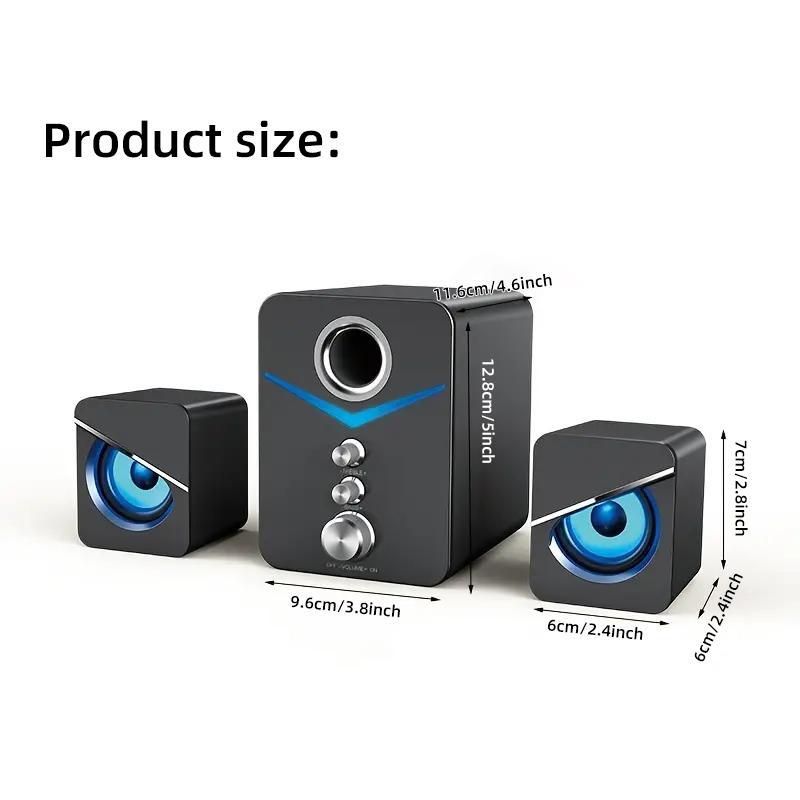 USB Powered Wired Computer Speakers, 1 Set Portable 3.5mm Jack Audio Speakers, Multifunctional Audio Speakers, Subwoofer, Desktop Speaker For Home Office