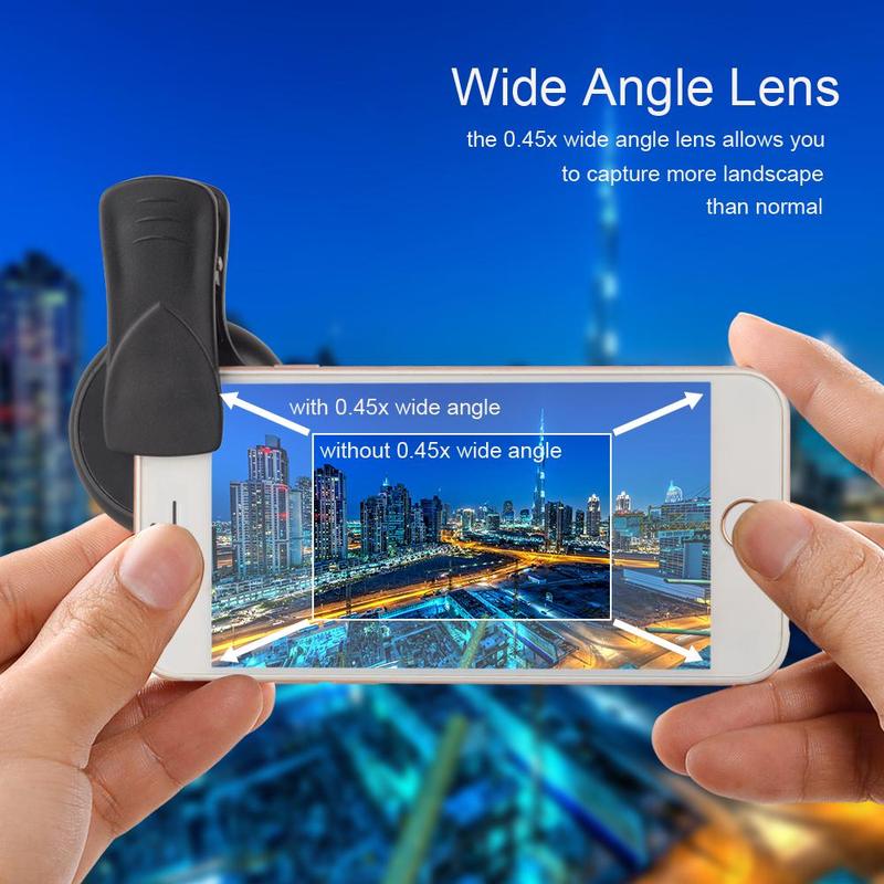 APEXEL 2 in 1 0.45X Wide Angle & 12.5X Macro Lens, Mobile Phone Lens, Mobile Phone Accessories for iPhone Huawei Samsung Xiaomi Android Smartphone