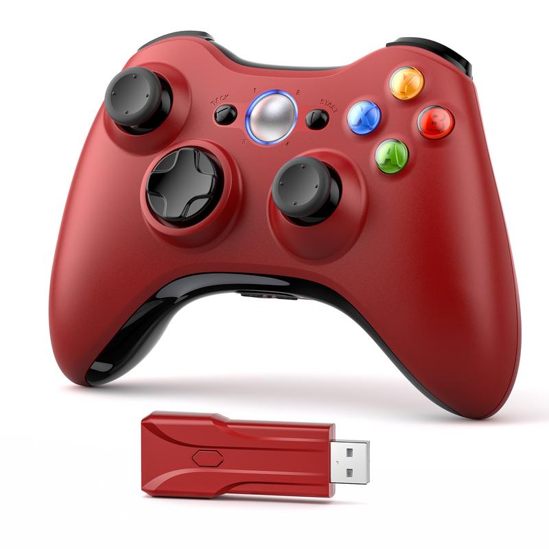 Xbox 360 Wireless Controller for Xbox 360, 2.4GHZ Game Joystick Controller Gamepad Remote Compatible with Xbox 360 360 Slim, PC Windows 7,8,10 (Red)