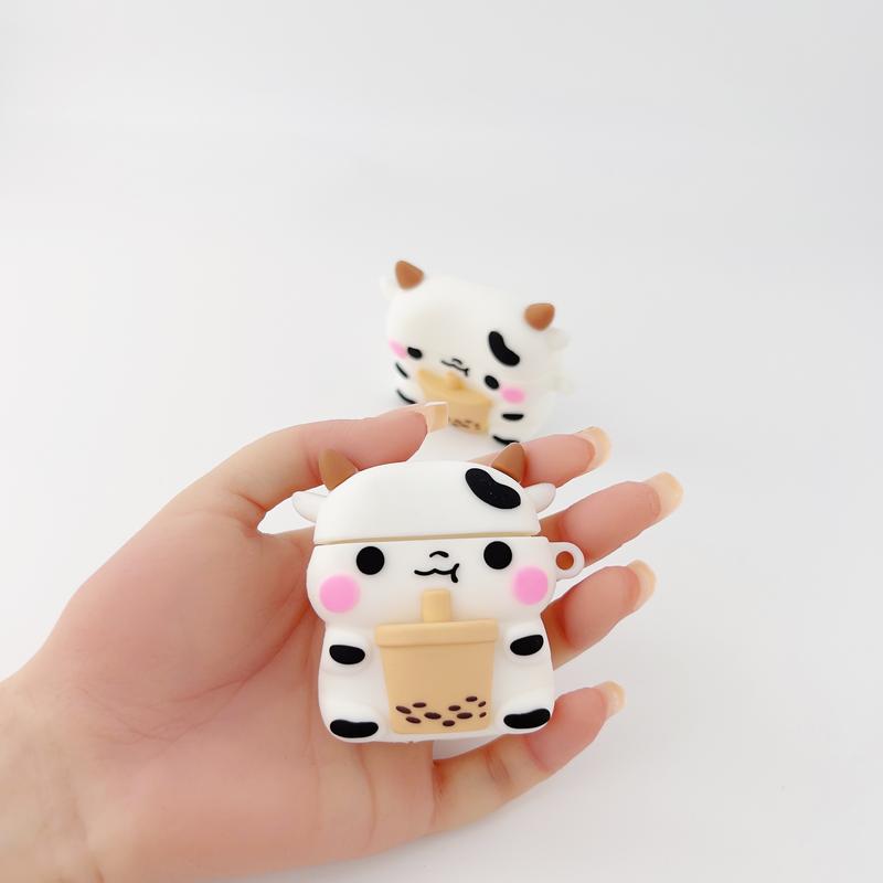 Milk Cow Airpods Case Cover for 1 2 3 Pro Adorable Shockproof Silicone Protective Case Cover Accessories Handheld