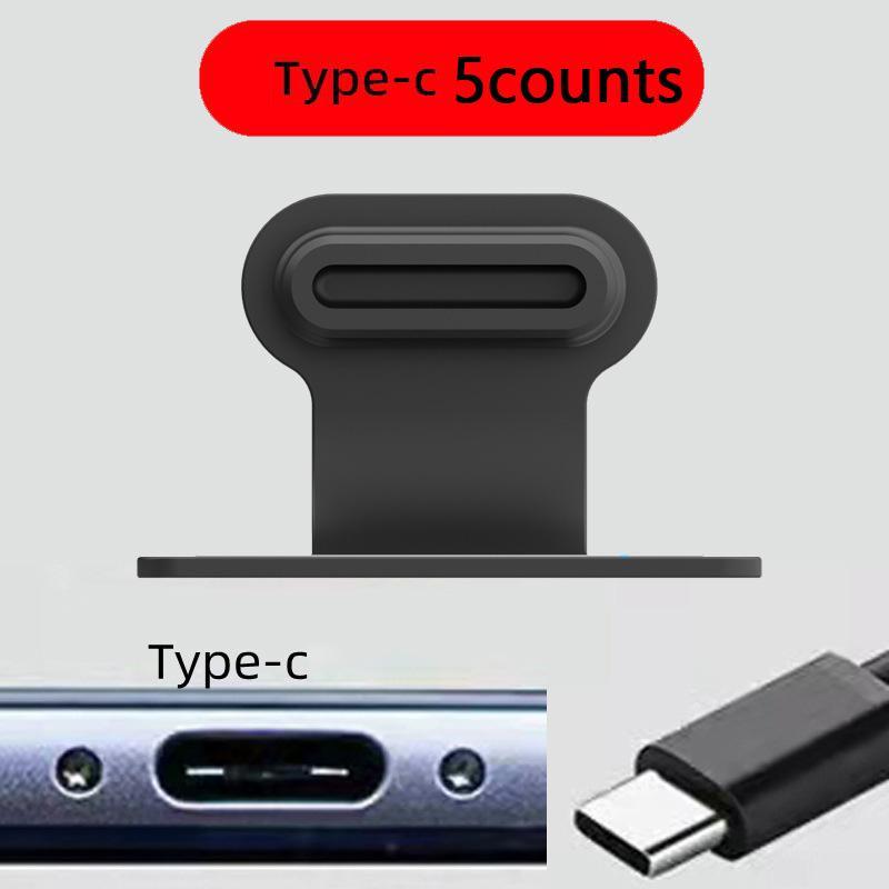 Silicone Phone Dust Plug Set, Portable Dustproof Plug for USB Type-C & Apple Phone Charging Port, Durable Dust Cap, Mobile Phone Accessories