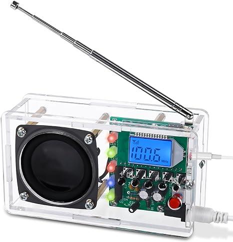 FM Radio Kit, Soldering Project Radio with LED Flashing Lights DIY Radio Kits FM 76-108MHz for STEM Educational