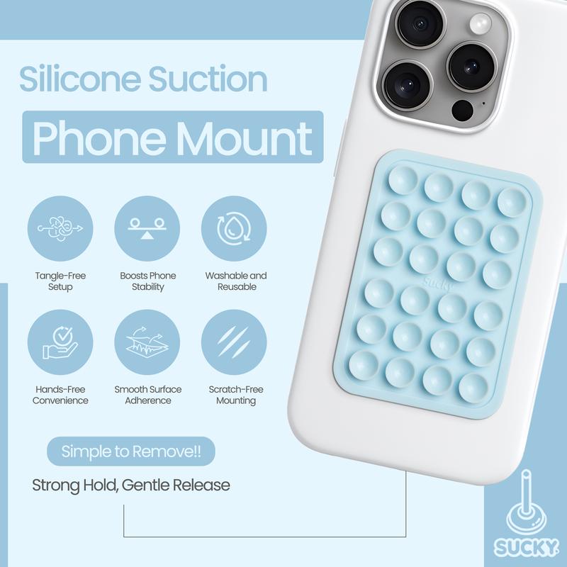 Suction Phone Case Adhesive Mount - Anti-Slip Stand, Hands-Free Fidget Toy Accessories, Silicone Phone Accessory Protection for iPhone and Android Mobile Devices