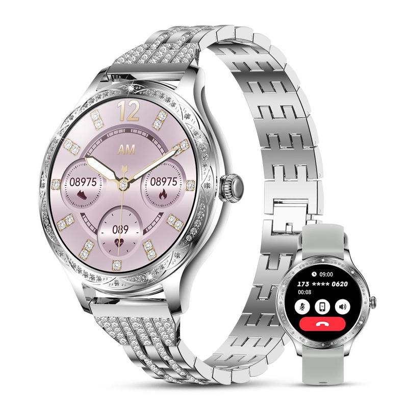 Multifunctional Smart Watch, Fashionable Digital Watch with Silicone & Steel Watch Band, Waterproof Sports Watch for Women & Men