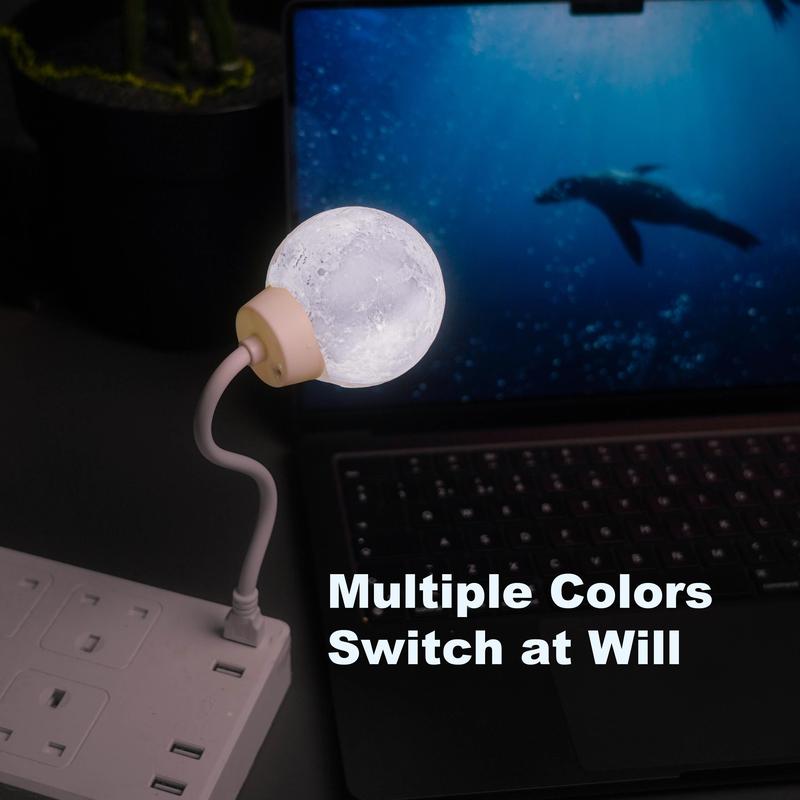 Moon Night Light LED Desk Lamp, USB-Powered Smart Voice Control Night Light, 3 Color Dimmable, Bedroom Light, Birthday Gift Smartphones