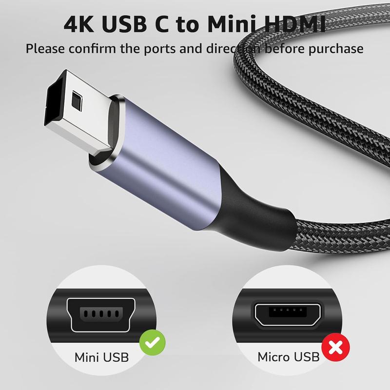 USB C to Mini USB  6FT, [Aluminum Shell, Braided] Durable Mini-B 5-Pin to Type-C Data  Charger OTG Cord for Hero 3+, PS3 Controller,   Camera, GPS, Blue Yeti