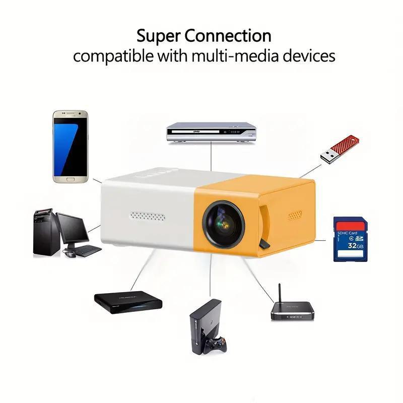 2024 New mini projector, high peak projector，children's gift, birthday gift, easy to carry outdoor camping home theater office use, with compatible devices such as USB SD AV Hd 3D-Ready, High-Resolution LCD, USB Media Playback with Remote, US Plug Audio