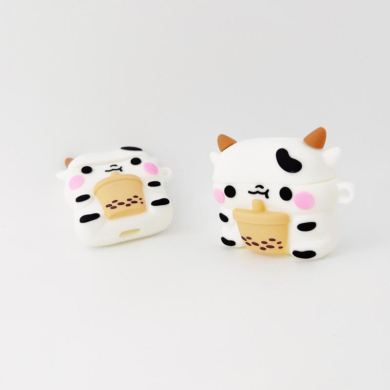 Milk Cow Airpods Case Cover for 1 2 3 Pro Adorable Shockproof Silicone Protective Case Cover Accessories Handheld