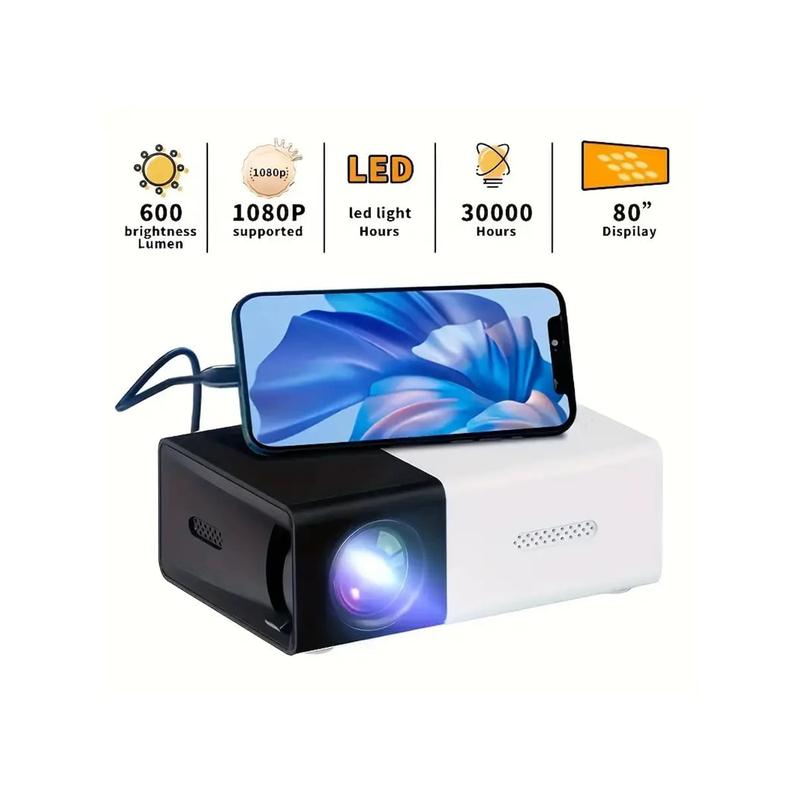 HD Projector, Portable Outdoor Mini Movie Projector, Compatible With USB, AV, TV Box, Laptop, Android IOS, Memory SD Card - Enhance Your Movie, TV And Game Experience For Office School Conference