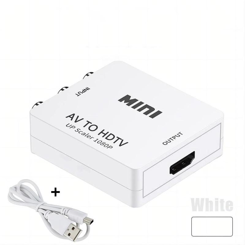 RCA To HDMI Converter, 1 Count 1080P RCA Composite CVBS AV To HDMI Video Audio Converter Adapter Compatible With N64 Wii PS2 Xbox VHS VCR Camera, Electronic Device Conversion Tool