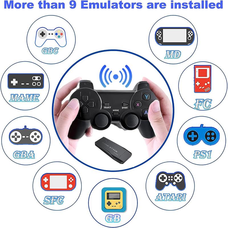 X2 Retro Game Stick,Wireless Retro Game Console 128G, Built-in 40+ Emulators, 40000+ Games, 4K HDMI Output with 2.4GHz Wireless Controller, Plug and Retro Play Video Games for TV x2  game