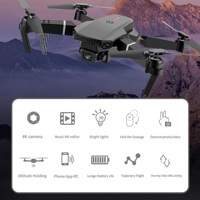 Drone With 1080P Camera for Adults Beginners Kids, Foldable RC Quadcopter, Toys Drone, 1080P FPV Video, 4 Batteries, Carrying Case, One Key Start, Headless Mode, Waypoints fly, 360° Flips