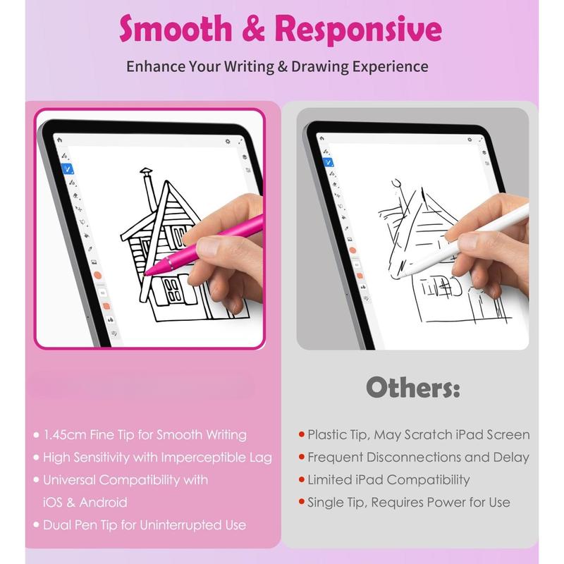 Stylus Pen for Touch Screens, Dual Pen Tips for i-OS & Android Drawing & Writing, High Precise Active Digital Pencil for A-pple i-Phone 15 14 13 12 11 X 8 7 6, i-Pad Air Pro Mini, Tablet Sam-Sung