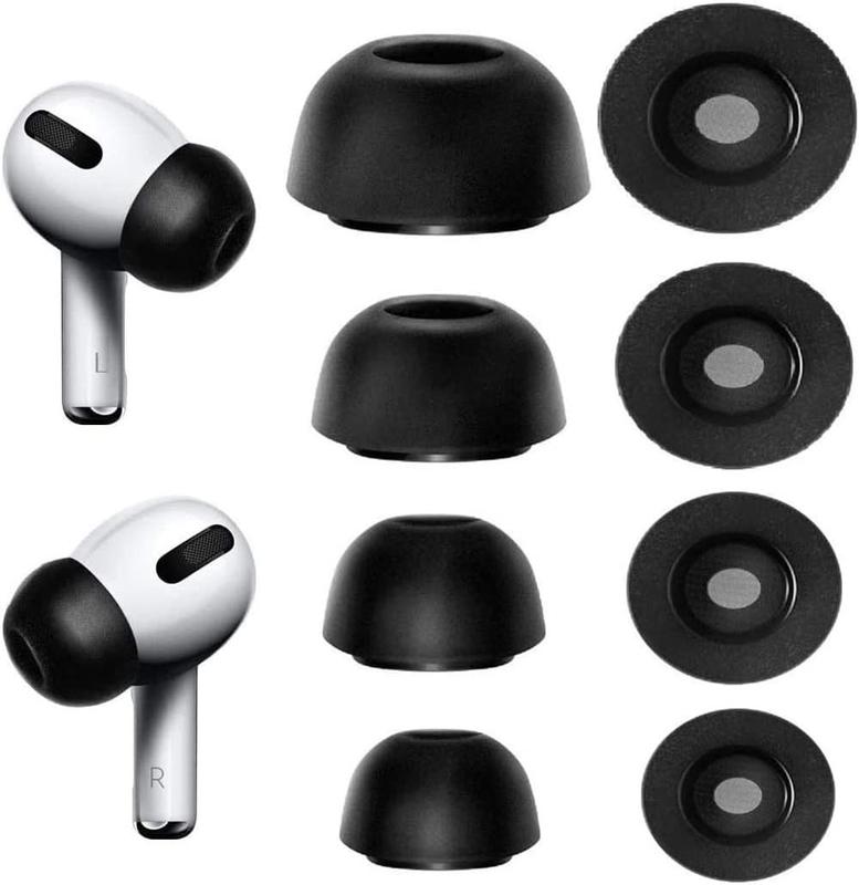 Tips Compatible with AirPods Pro 2nd gen. and 1st gen, No  Eartips . Anti-Slip Eartips, Fit in The  Case, 4 Pairs (XS S M L,  Black)