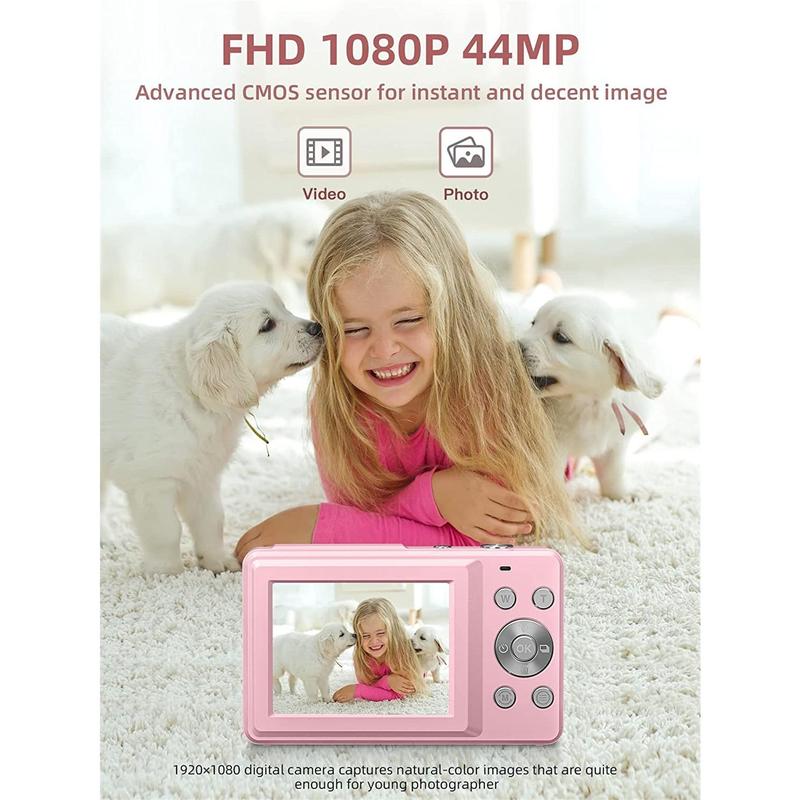 Digital Camera, FHD 1080P, Digital Point And Shoot, 44MP For Vlogging With Anti Shake 16X Zoom, Compact, Small For Boys Girls Teens Students Seniors