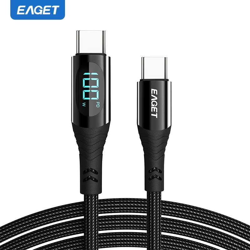 100W PD Fast Charging Data Cable, 1 Count Type-C to Type-C LED Display Data Cable for iPad Pro, Durable Charging Cable Compatible with iPhone & Android Phones