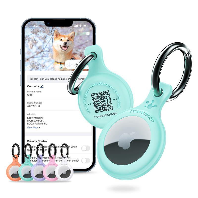 Pawview AirTag Anti-Lost Dog Collar Holder – Smart Pet Tracker with QR Code, GPS Location, App Control, Online Profile & Contact Info for Cats & Dogs iyoshop  dog