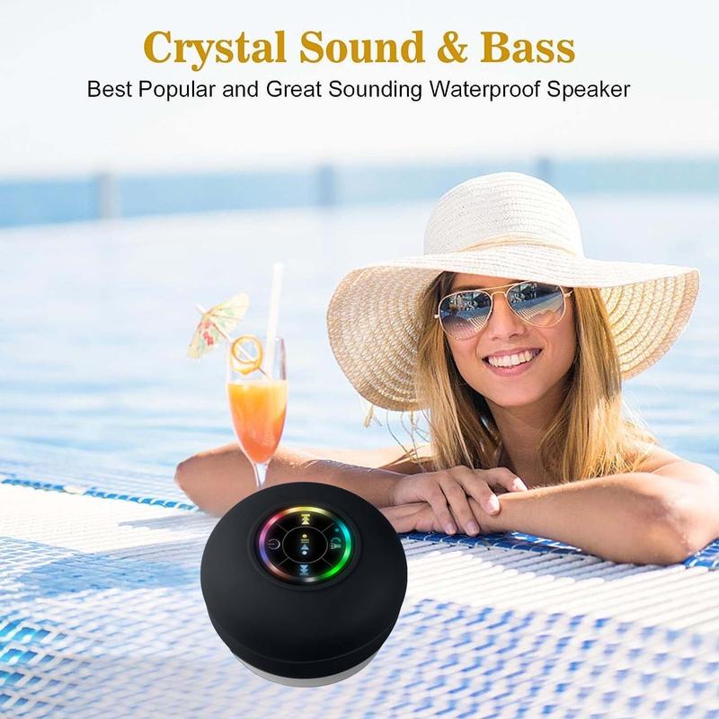 Mini Portable Wireless Speaker, Rechargeable Waterproof Speaker with LED Light,  Wireless Stereo for Beach,Christmas ,Shower & Home wireless speaker Mini Bluetooth Audio Smartphone