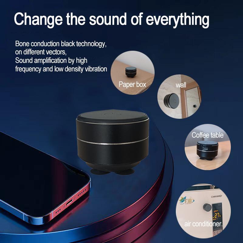 Wireless TWS Speaker, USB Rechargeable Bone Conduction Desktop Speaker with Suction Cup, Portable Speaker for Home & Office