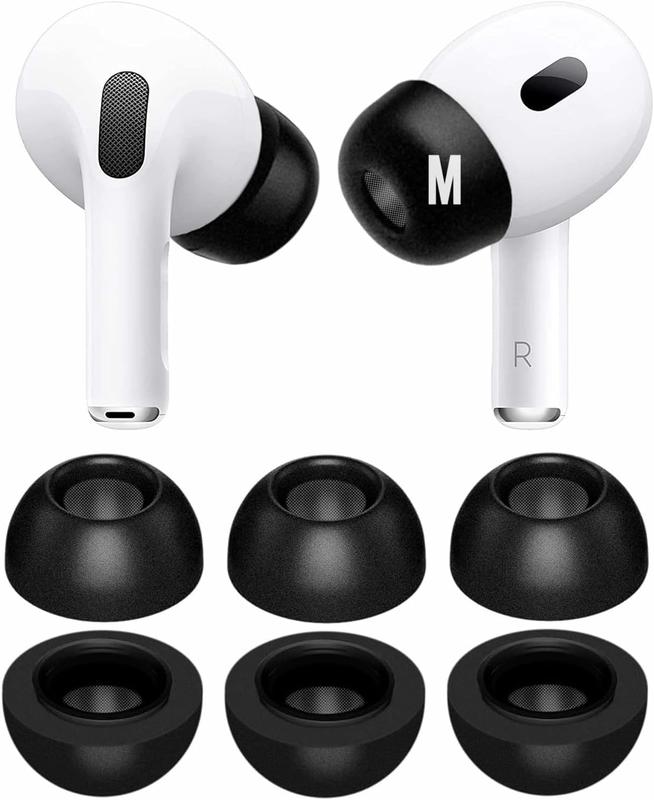 Tips Compatible with AirPods Pro 2nd gen. and 1st gen, No  Eartips . Anti-Slip Eartips, Fit in The  Case, 4 Pairs (XS S M L,  Black)