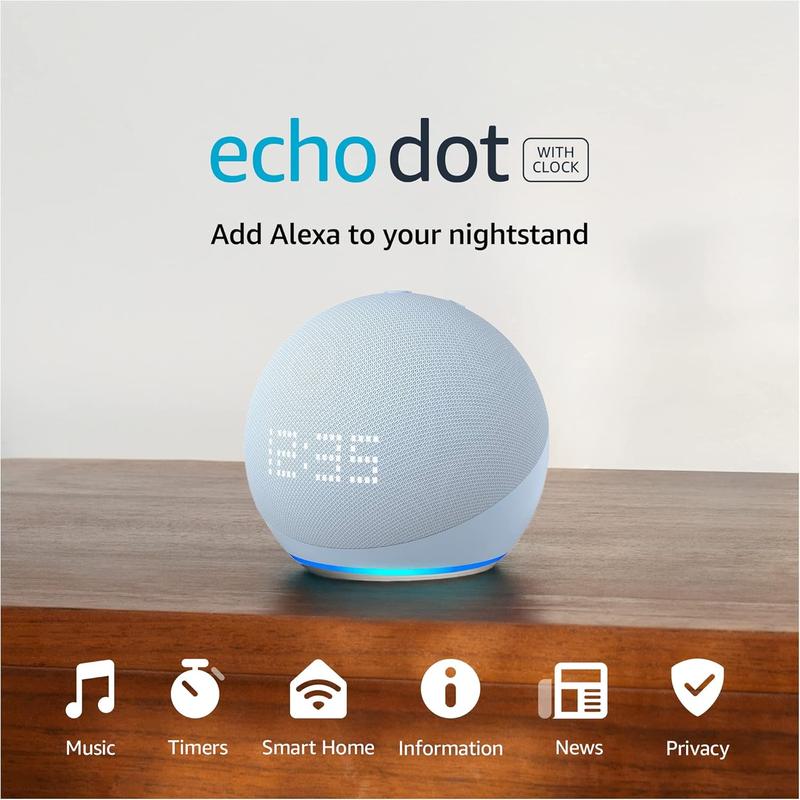 with clock | Bluetooth Smart Speaker with Alexa - Enhanced Audio and LED Display