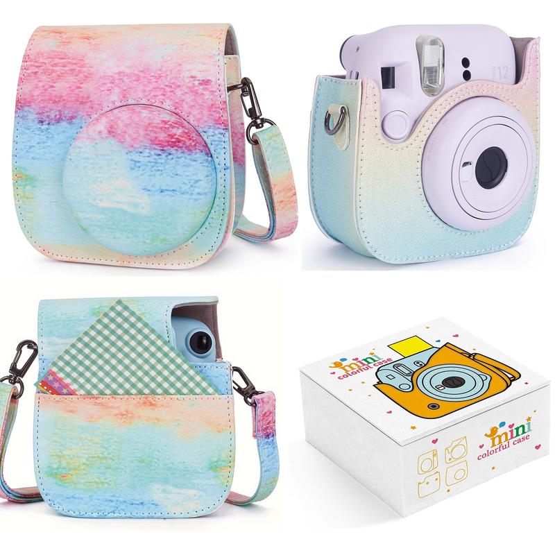 Instant mini 12 Camera Protective Cover (only case) , Handheld Mini12 Camera Storage Bag Compatible with Fujifilm Instax Mini 12 11,PU Leather Bag with Pocket and  Shoulder Strap, Accessories