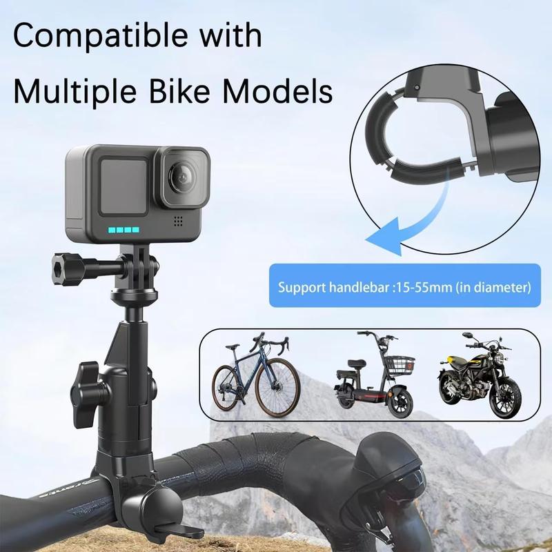 360° Bike Camera Mount with 1 4 Adapter, Mountain Bicycle Motorcycle Handlebar Mount, Adjustable Camera Holder for GoPro Hero10 9 8 7 6 5 4 Insta360 One X2 X3 360 DJI OSMO Action Cameras