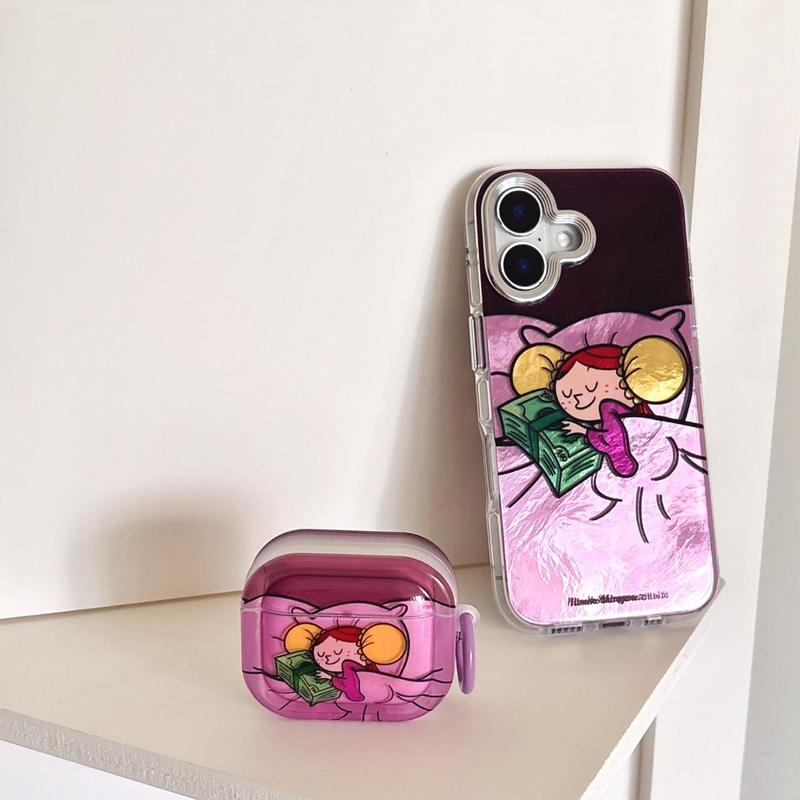 Cute Sleeping Princess Design Earphone Case, Shockproof Earphone Protective Cover, Earphone Accessories Compatible with AirPods Pro 1 2 3 4 Pro