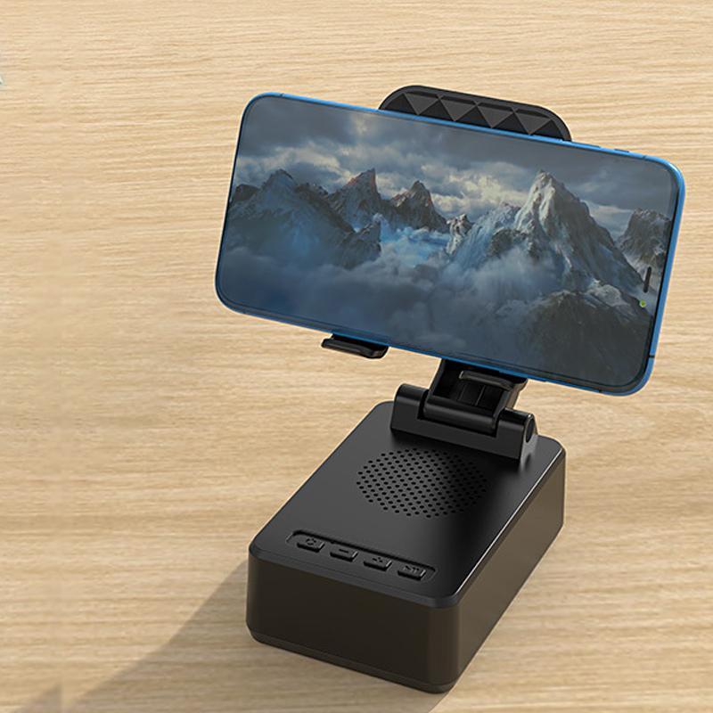 2 In 1 Portable Wireless Speaker with Phone Stand, Rechargeable Cell Phone Holder Speaker, Adjustable Desktop Tablet Phone Bracket Speaker