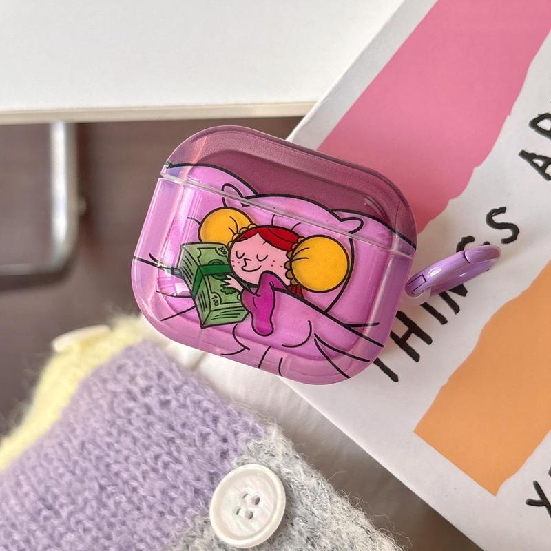 Cute Sleeping Princess Design Earphone Case, Shockproof Earphone Protective Cover, Earphone Accessories Compatible with AirPods Pro 1 2 3 4 Pro