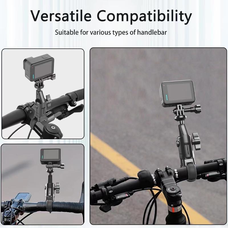 360° Bike Camera Mount with 1 4 Adapter, Mountain Bicycle Motorcycle Handlebar Mount, Adjustable Camera Holder for GoPro Hero10 9 8 7 6 5 4 Insta360 One X2 X3 360 DJI OSMO Action Cameras