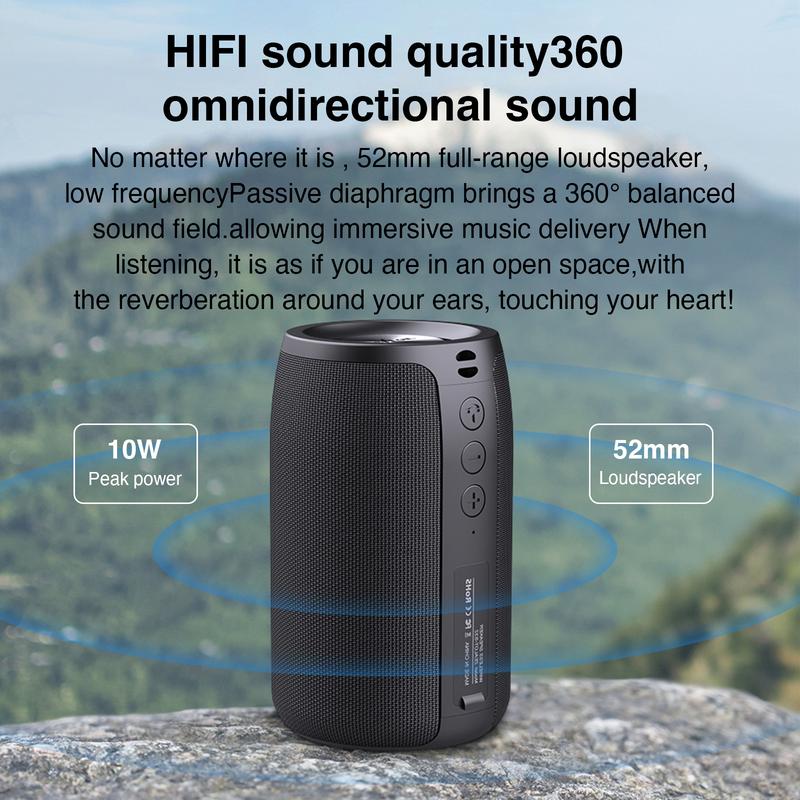 Portable Bluetooth Speakers, Wireless Speaker，S32 Samll Outdoor Speaker, Waterproof IPX5, Stereo Pairing USB MIC TF Card AUX for iOS Andriod Gift for Men，Kids -Black