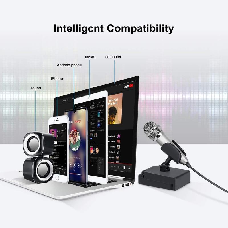 Mini Portable vocal trument microphone for voice video recording singing, vlogging, podcasting, tiny microphone for iPhone android phone computer latop notebook tablet iPad