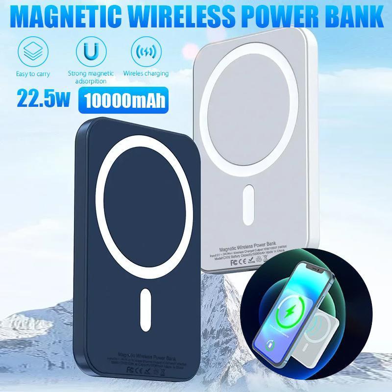 Wireless Portable Charger, 10000mAh Magnetic Power Bank with Type-C Cable LED Display 22.5W PD Fast Charging Lighting Mag-Safe Battery Pack for iPhone 15 14 13 12 Mini Pro Pro Max-Grey wireless charger