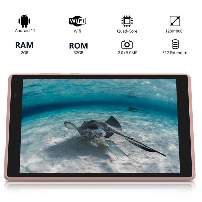 Tablet 8 Inch Tablet, Android 11 Tablets, 32GB ROM 2GB RAM, Quad-core Processor, 1280x800 IPS HD Eye-Care Touchscreen, Dual Camera Tablets PC.