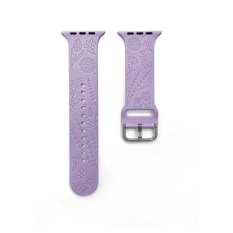 Flower Pattern Silicone Watch Band, 1 Count Fashion Watch Band for Women Girls, Wearable Accessories Compatible with Apple Watch Series 9 8 7 Se 6 5 4 Ultra2