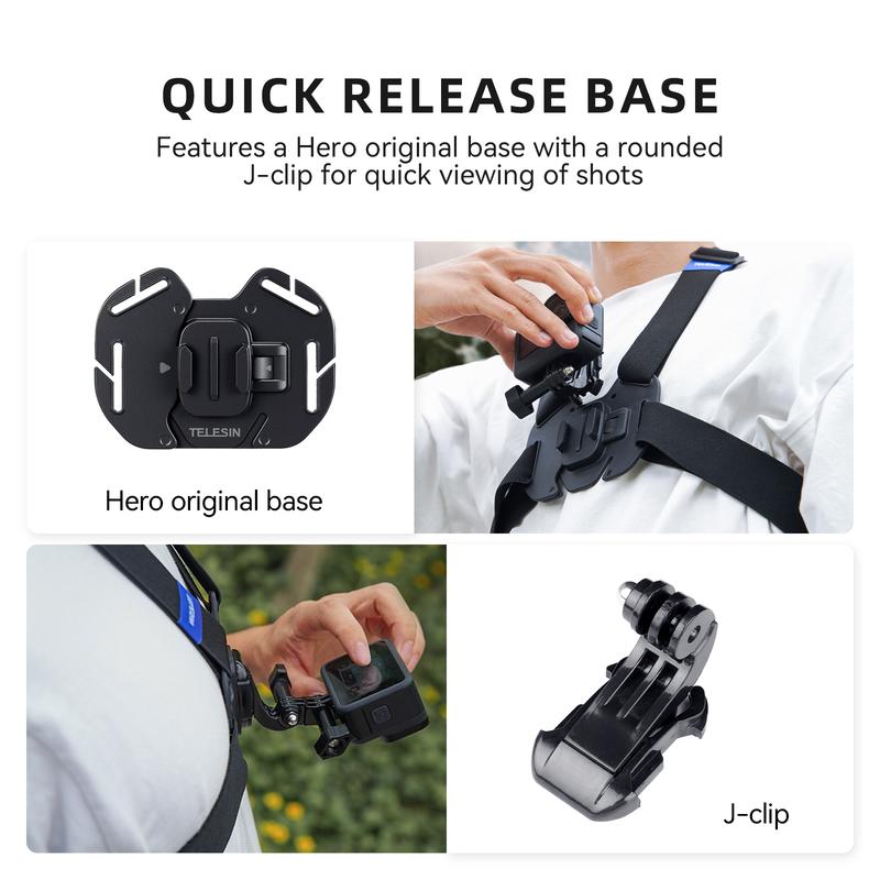 Adjustable Chest Mount Harness for DJI OSMO Action 5 Pro & GoPro Camera (Compatible with Hero 13 12 11 10 9 Series & Action 4 3) - Black Accessories