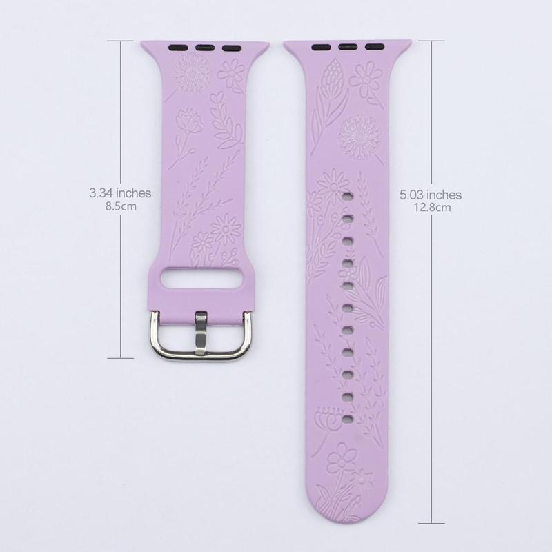 Flower Pattern Silicone Watch Band, 1 Count Fashion Watch Band for Women Girls, Wearable Accessories Compatible with Apple Watch Series 9 8 7 Se 6 5 4 Ultra2