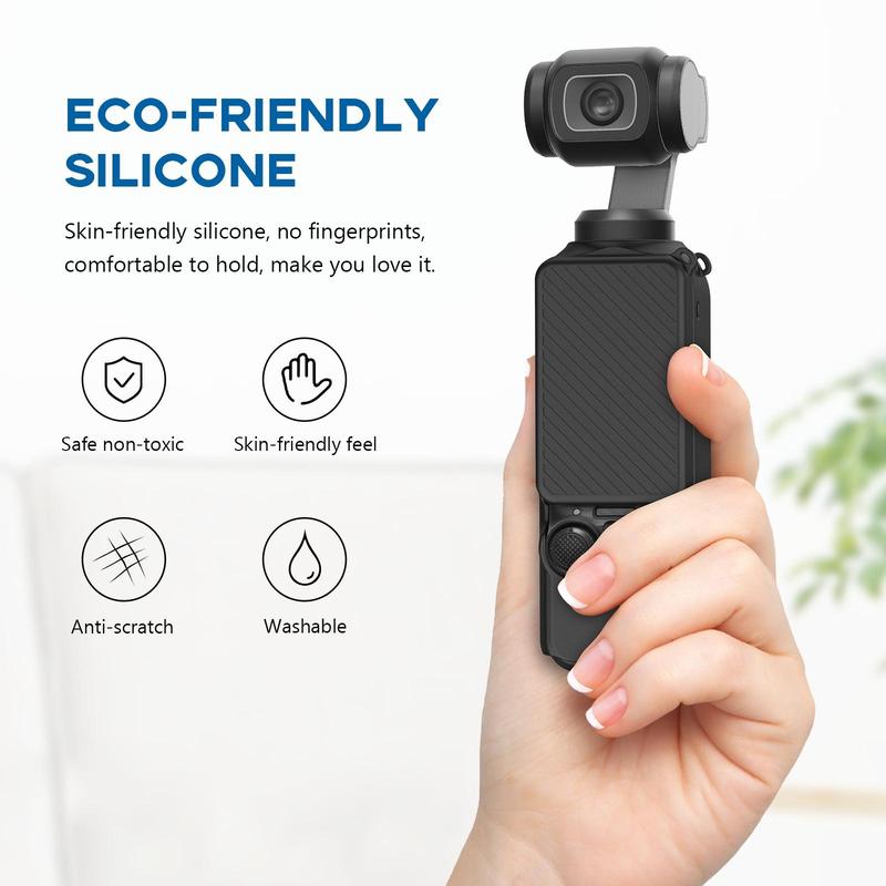 PULUZ Pocket 3 Camera Body & Touch Screen Protective Case with Lanyard, Silicone Protective Cover for DJI OSMO Pocket, Camera Accessories for Men & Women