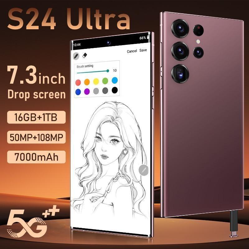 QEK Christmas Limited Time Offer Original S24 Ultra 5G Smartphone with NFC Network 7.3-inch 16GB+1TB Android Phone Unlock 7000mAh 50MP+108MP Phone NFC Mobile Android Smartphone