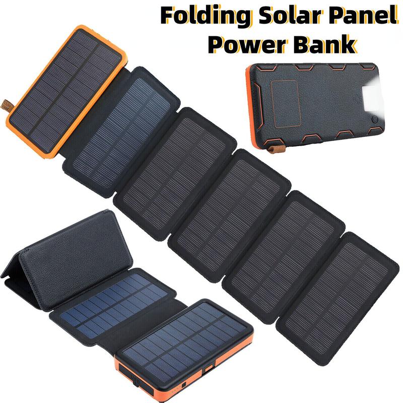 46800mAh 6 Solar Panel Portable Charger Folding Solar Power Bank For Cell Phone, Portable Charger External Battery & Flashlight