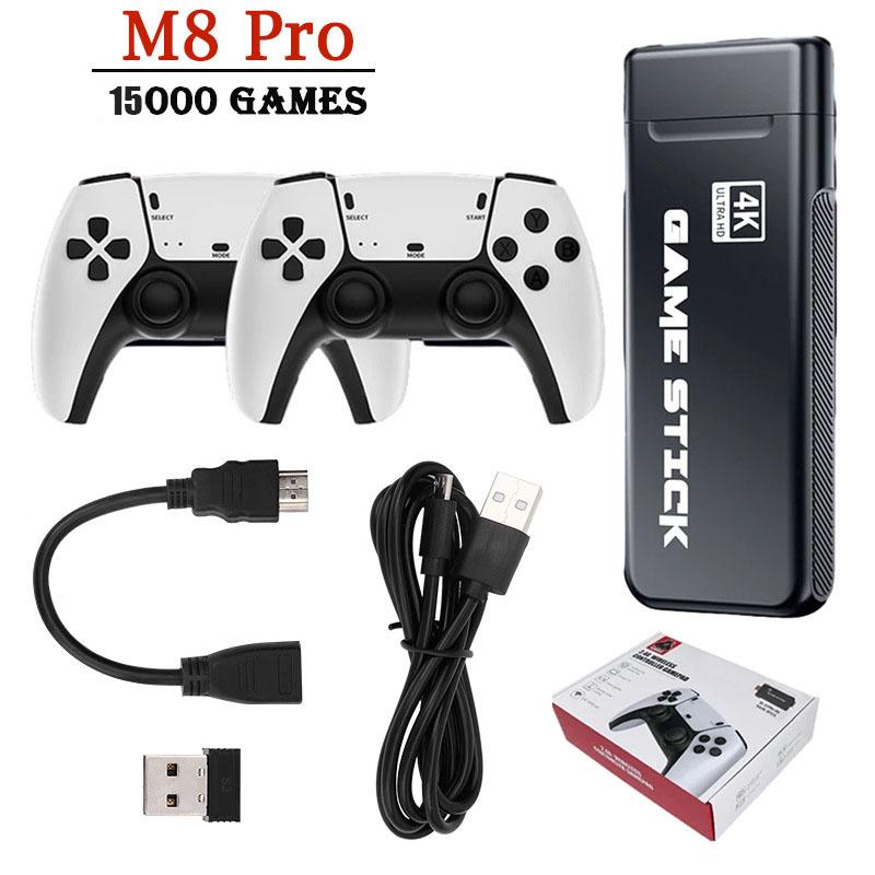 Wireless Retro Game Stick M8 pro Video Game Stick 4K HDMI Output Plug and Play Nostalgia Game Box Built in 15000 Games + for TV 64G storage Great gift for someone