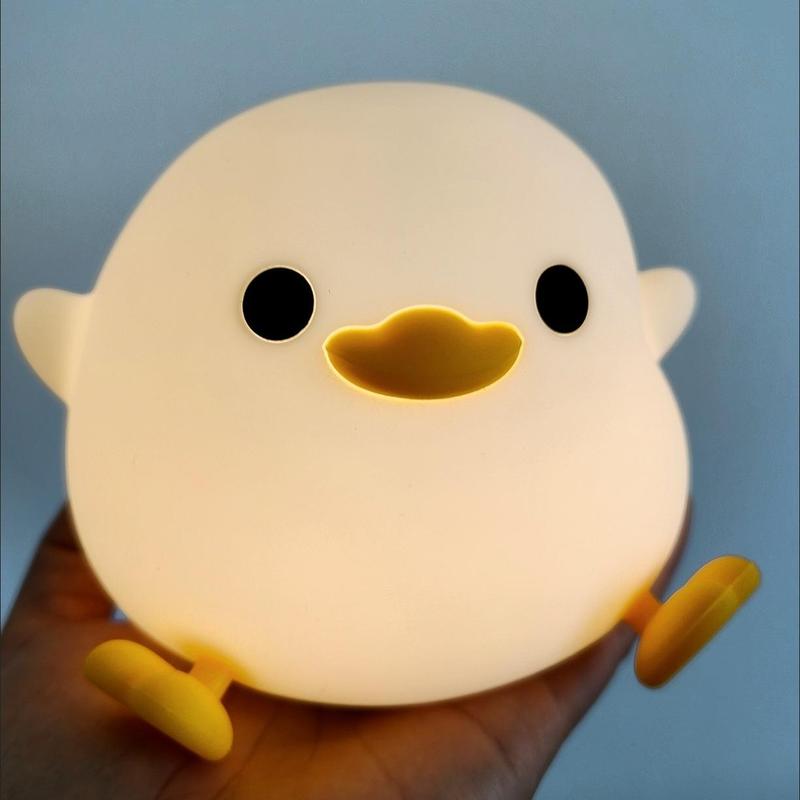 Cute Duck Shaped Design USB Rechargeable Night Light, Creative Cartoon Silicone Night Light, LED Desk Light For Home Bedroom, Living Room Decor