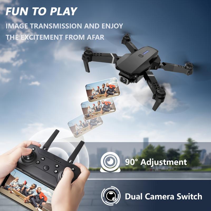 E88 Pro Dual Camera Drone, WiFi FPV Double Folding RC Quadcopter Altitude Hold, Remote Control Toy for Beginners, Ideal Men's Gift for Outdoor Fun, Great for Christmas, Halloween, and Thanksgiving