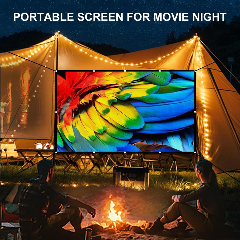 Projector Screen 120 inch, 16:9 4K HD Movie Portable Projector Screen Indoor Outdoor Projection Screen Wrinkle-Free Foldable Movie Screen for Backyard