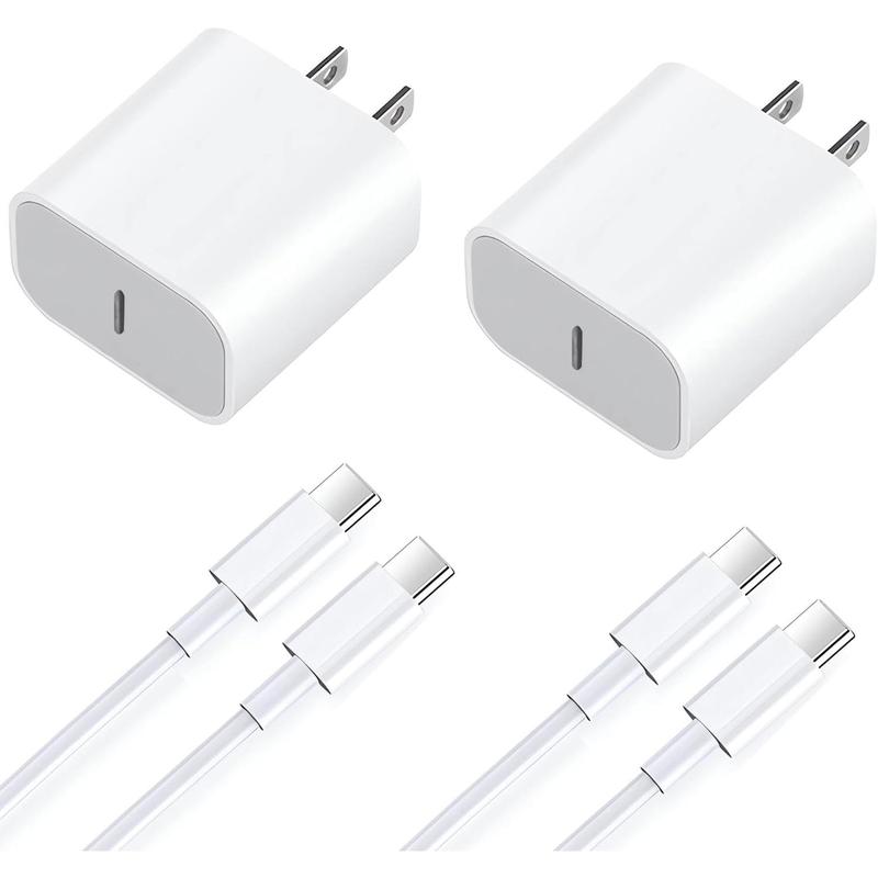 iPhone 15 Charger 20W USB C Charger for iPhone 15 15 Plus Pro Max, iPad Pro 12.9 11 inch, iPad Air 5th 4th, iPad 10th, 2Pack PD Fast Charger Block with 6.6FT Long USB C to C Cable