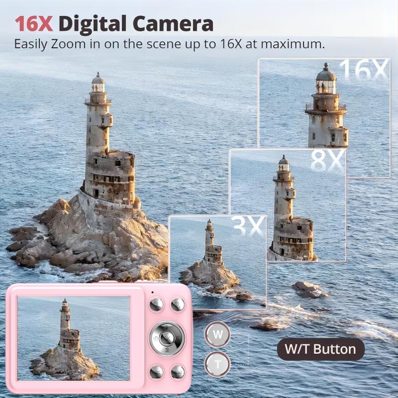 1080p vintage digital camera with 16x automatic digital zoom, suitable for beginners and teenagers