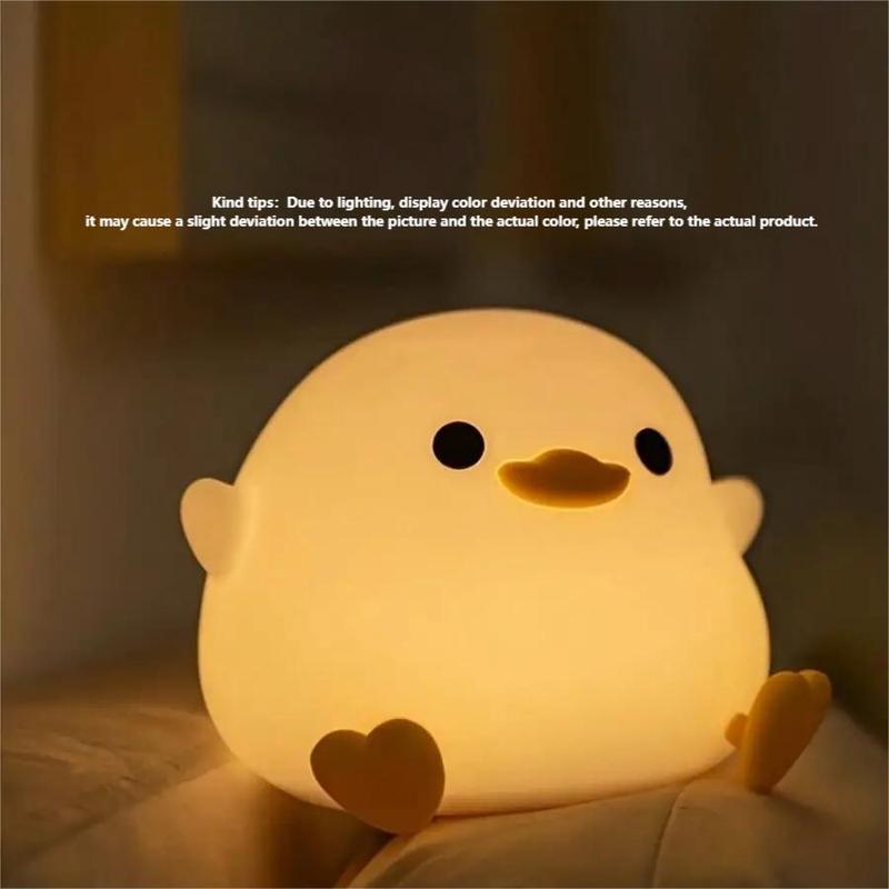 Cute Duck Shaped Design USB Rechargeable Night Light, Creative Cartoon Silicone Night Light, LED Desk Light For Home Bedroom, Living Room Decor